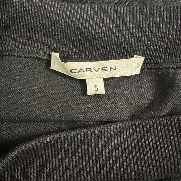 Carven Knit Pencil Skirt Black size S Gathered Side Stretch Knee Length - Picture 2 of 11